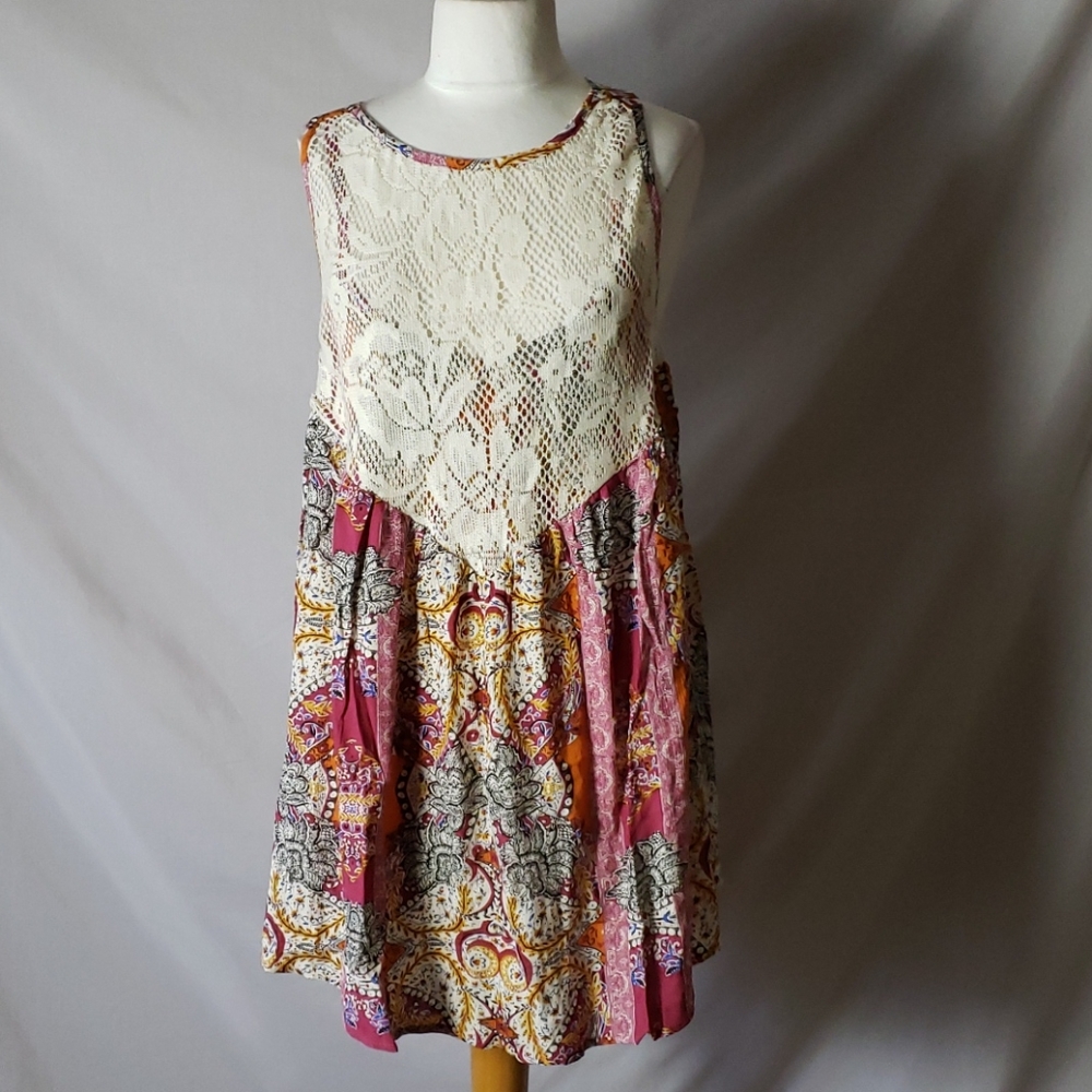 New Free People Count Me In Trapeze Mini Dress